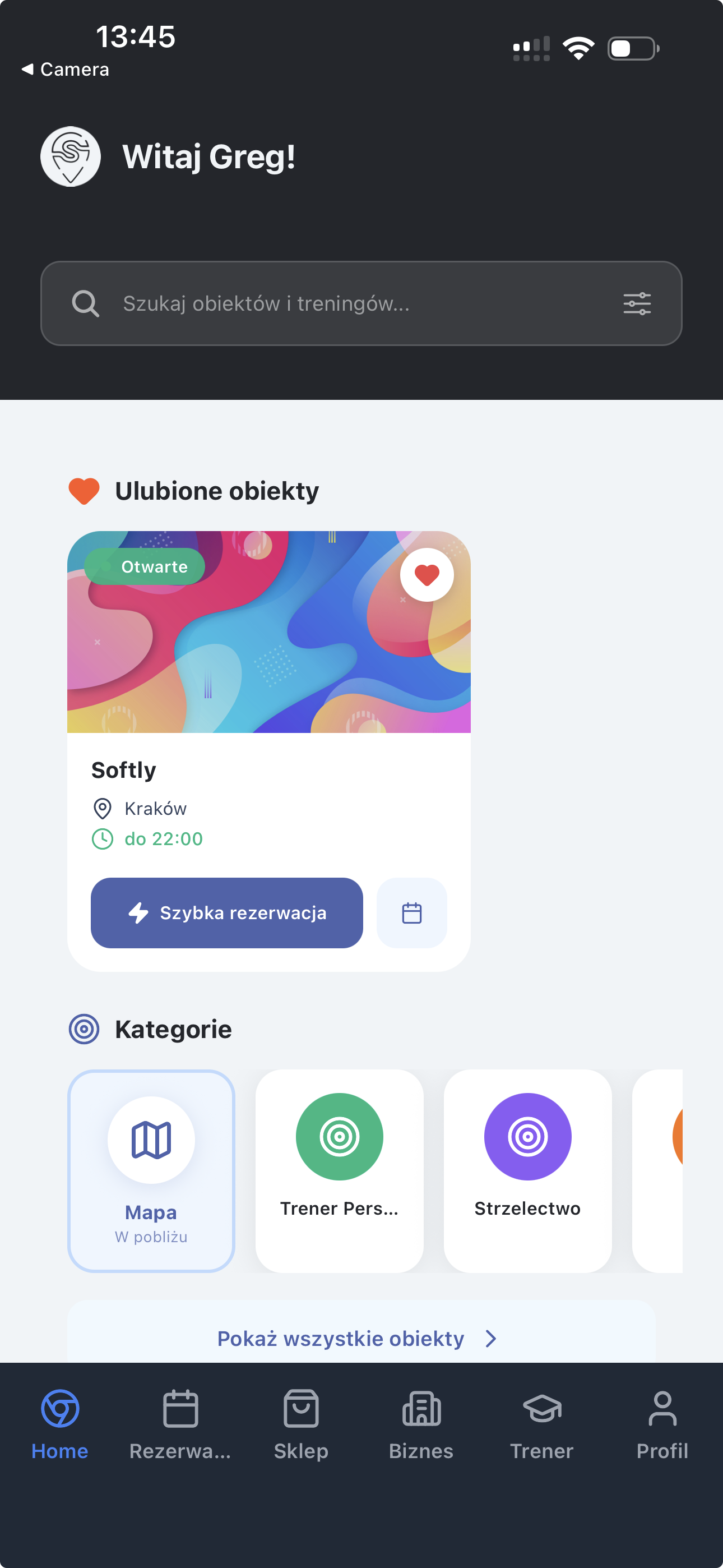 Spotto: Ekran główny